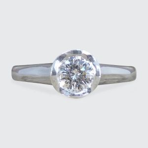 Diamond solitaire engagement ring in white gold.