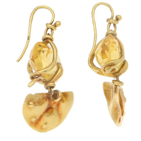 La Squadra citrine gold earrings with snake detail