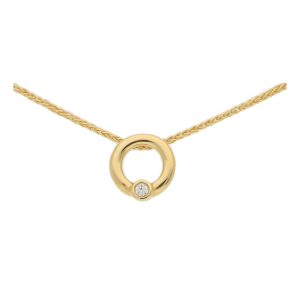 Diamond Circle Promise Ring Pendant In 18 Carat Yellow Gold