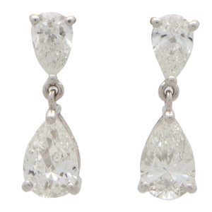 GIA Certified 2.01 Carat Diamond Drop Earrings In Platinum