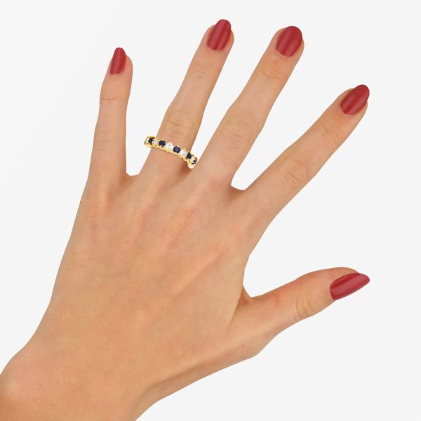 Sapphire and diamond full eternity gold ring.