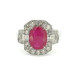 2.15ct Oval Ruby and Diamond Cluster Dress Ring