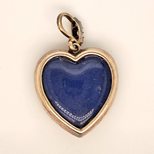 Antique 4.25ct Old Mine Cut Diamond Heart Pendant,4.25 carats of old mine-cut diamonds in silver upon gold with Rock crystal locket compartment to reverse