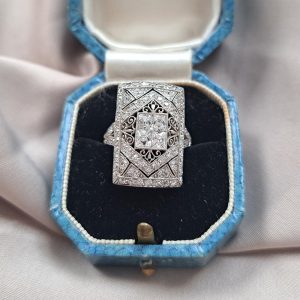 Antique Belle Epoque Old Cut Diamond Plaque Dress Ring