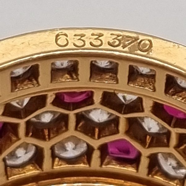 Vintage Cartier Diamond and Ruby Full Eternity Wide Band Ring in yellow gold, Signed and numbered