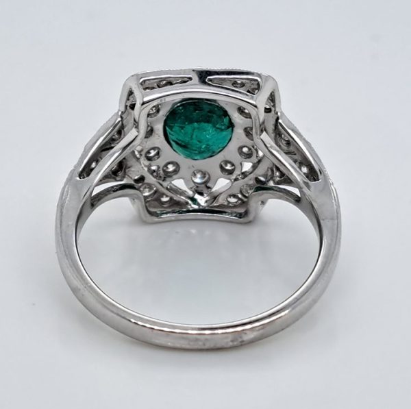 0.92ct Oval Emerald and Diamond Cluster Plaque Ring