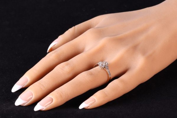 Art Deco Two Stone Old Cut Diamond Engagement Ring, 1.14 carats