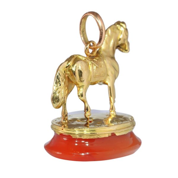 Victorian horse pendant seal in gold.