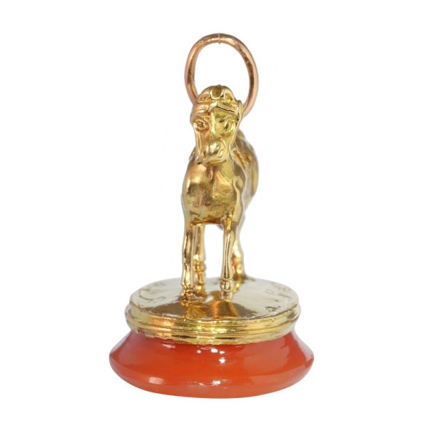 Victorian horse pendant seal in gold.