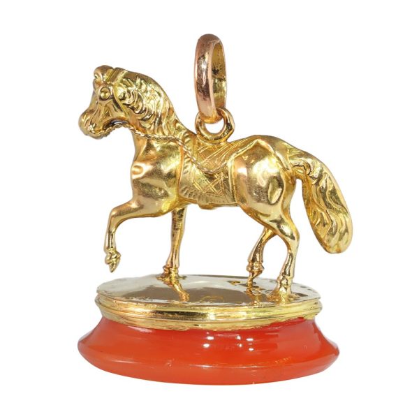 Victorian horse pendant seal in gold.