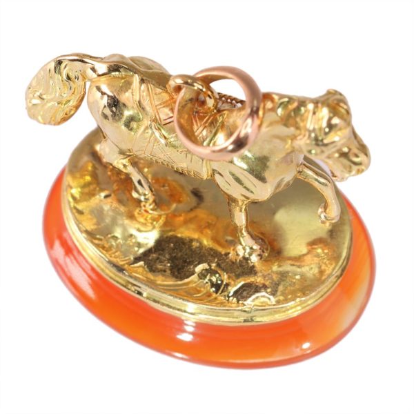 Antique Victorian 18 Carat Yellow Gold Horse Pendant Seal