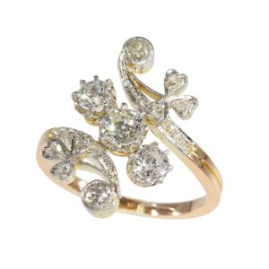 Antique Old Cut Diamond Ring In Yellow And White Gold