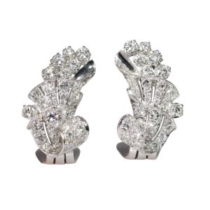 Vintage 3.30ct Diamond Cluster Clip Earrings in Platinum