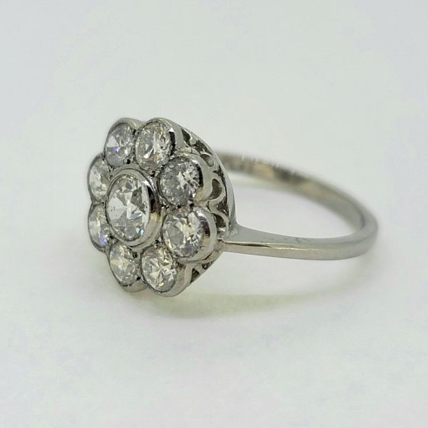 Diamond Daisy Cluster Engagement Ring in Platinum, 1.65 carat total