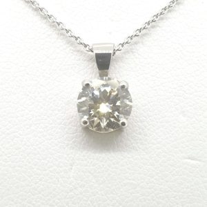 Diamond Solitaire Pendant with Chain in Platinum, 1.32 carats