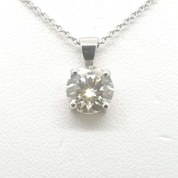 Single Stone 1.32ct Diamond Solitaire Pendant with Chain in Platinum