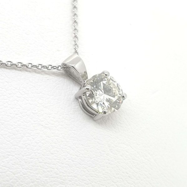 Single Stone 1.32ct Diamond Solitaire Pendant with Chain in Platinum