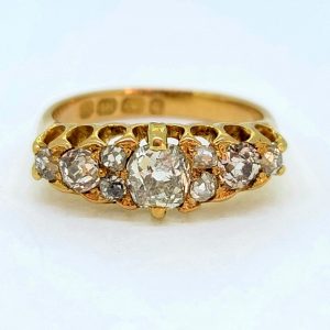 Victorian Antique Old Cut Diamond Five Stone Ring