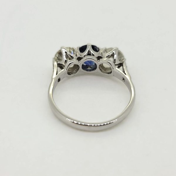 Sapphire and Diamond Three Stone Engagement Ring