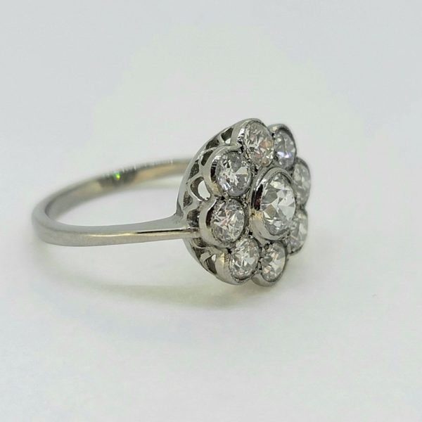 1.65ct Diamond Daisy Floral Cluster Engagement Ring in Platinum