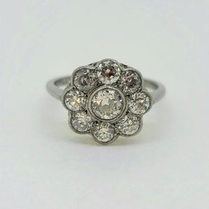 1.65ct Diamond Daisy Flower Cluster Engagement Ring in Platinum