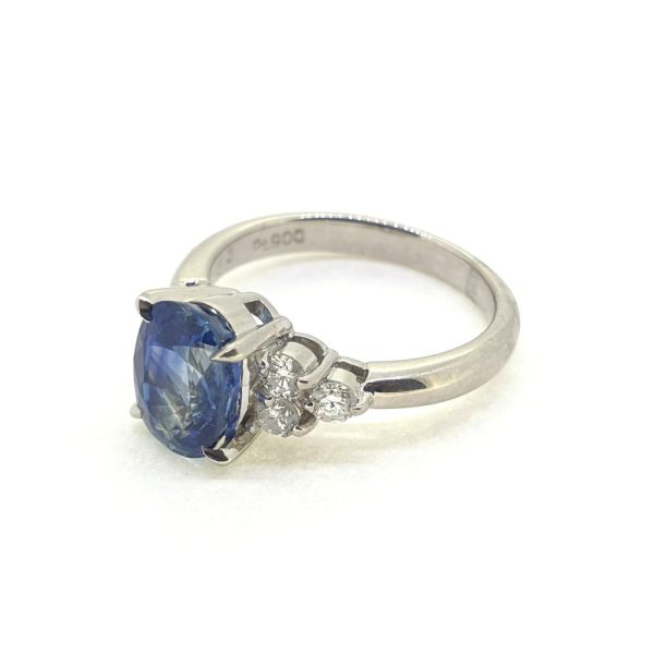 2.33ct Oval Sapphire and Diamond Engagement Ring in 18ct White Gold