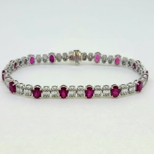 Ruby and Diamond Line Bracelet, 7.29 carats