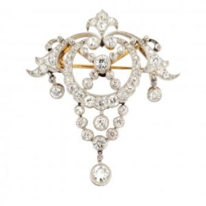 Belle Epoque 4.35ct Diamond Garland Pendant come Brooch in Platinum and Yellow Gold