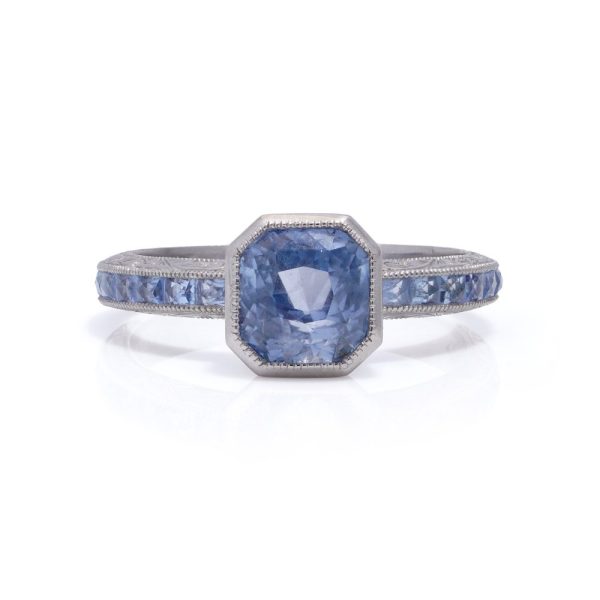 Platinum Art Deco-inspired Sapphire ring.
