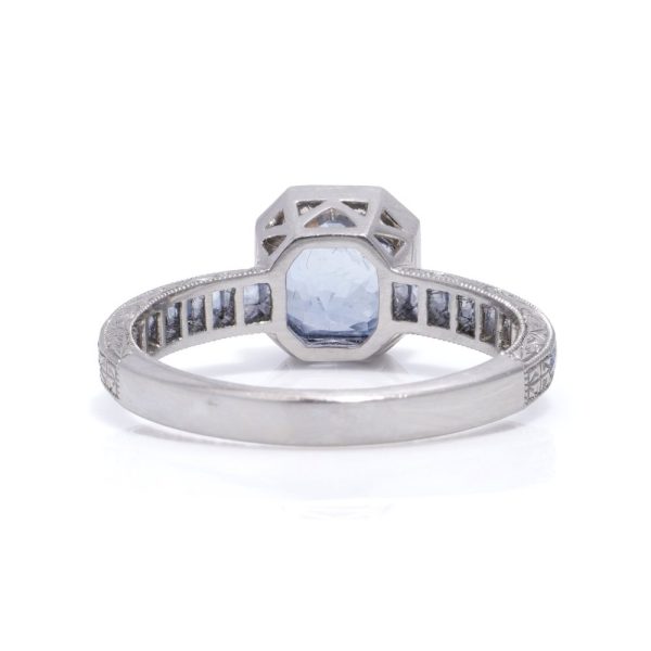Platinum Art Deco-inspired Sapphire ring.