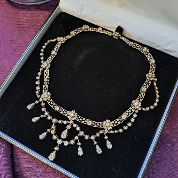 Antique German Belle Epoque 20cts Diamond Necklace By Royal Court Jewellers H Buckmann, Circa 1905