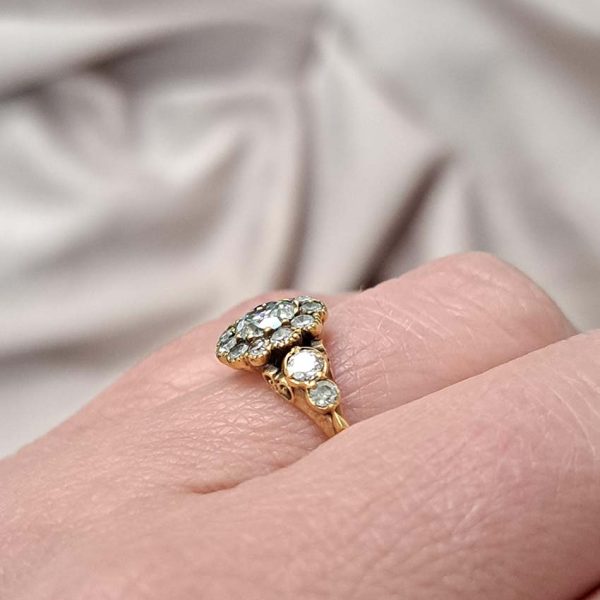 Old Cut Diamond Cluster Engagement Ring, 1.15 carats