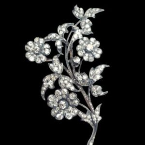 Antique 10ct Diamond En Tremblant Floral Spray Brooch
