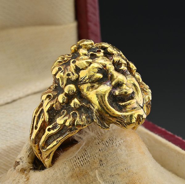 Rare Art Deco Buccellati Dionysis 18ct Yellow Gold Ring