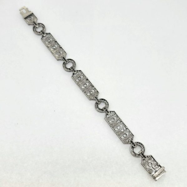 Art Deco 3.50ct Old Cut Diamond Bracelet in 18ct White Gold