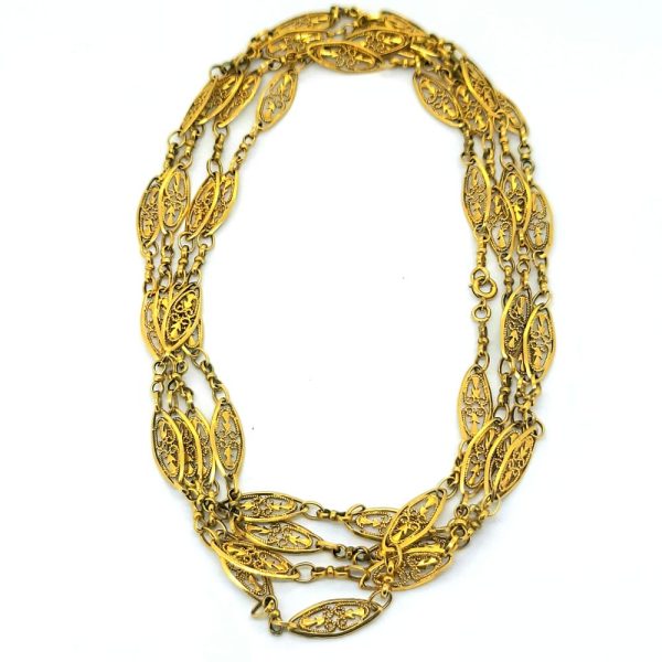 Fine French Fancy Link Long Chain Necklace