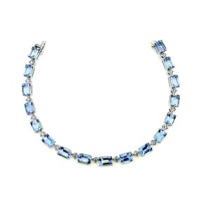 13.34ct Emerald Cut Aquamarine and Diamond Line Bracelet