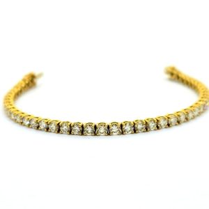 Diamond Line Tennis Bracelet in Yellow Gold, 10.42 carats