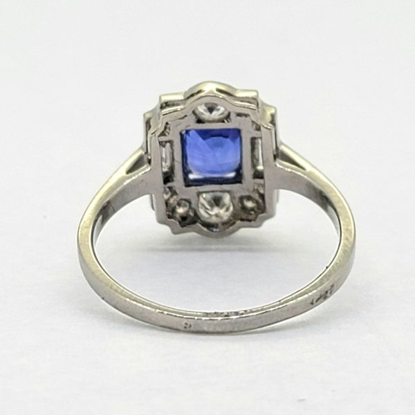 Art Deco Inspired 1.50ct Sapphire and Diamond Cluster Ring in Platinum