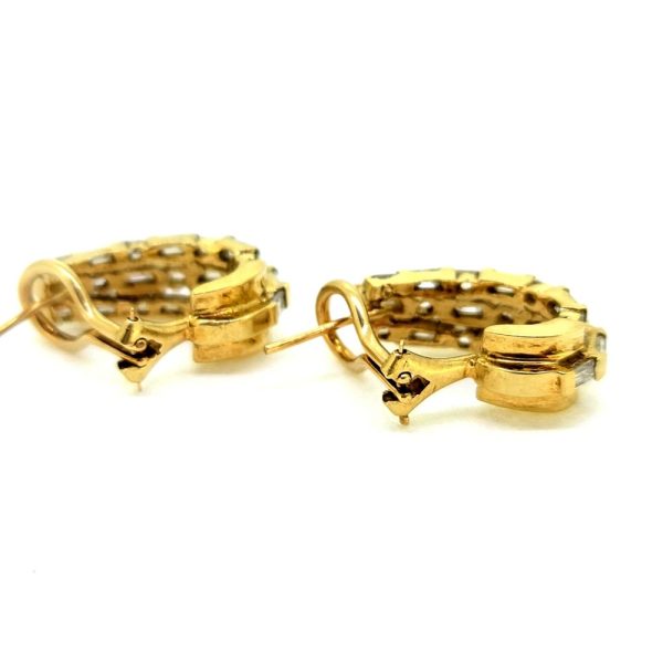 1.50ct Baguette Cut Diamond Creole Earrings in 18ct Yellow Gold