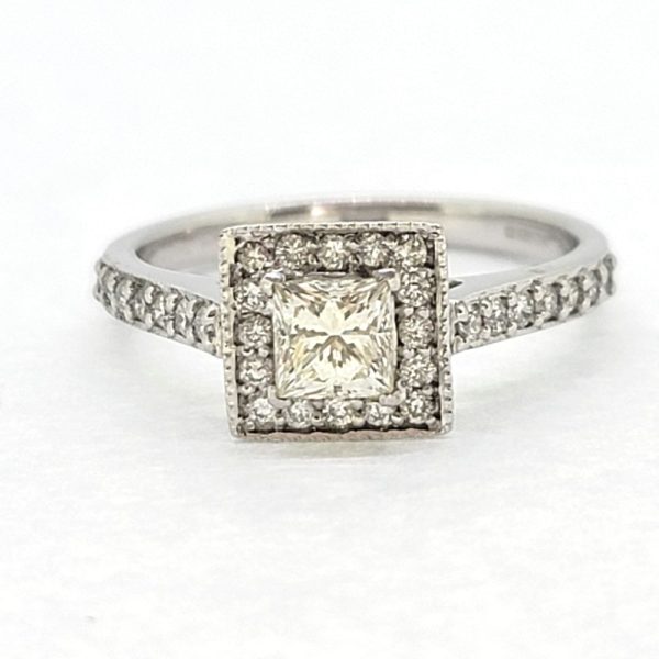 Princess Cut Diamond Cluster Engagement Ring