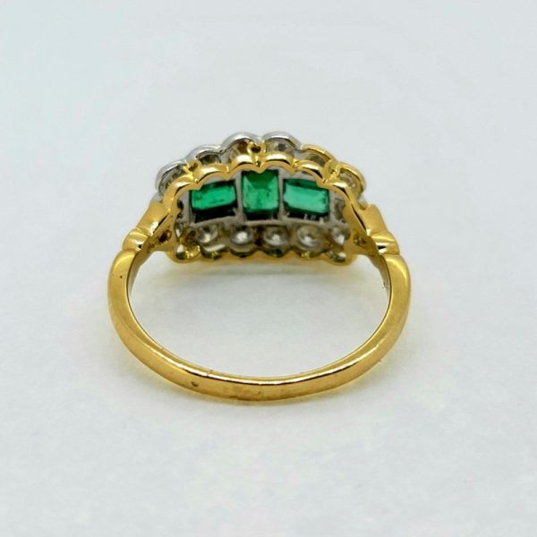 0.70ct Emerald and Diamond Cluster Dress Ring in 18ct Yellow Gold