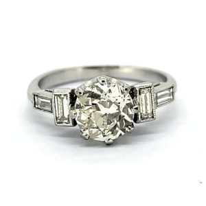 Art Deco 1.36ct Old Cut Diamond Solitaire Engagement Ring
