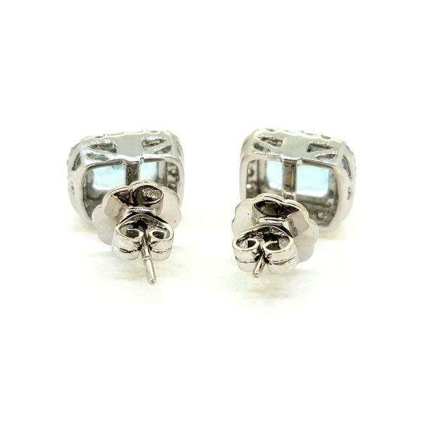 2.82ct Aquamarine and Diamond Cluster Stud Earrings