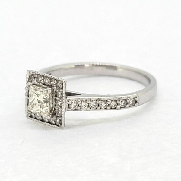 Princess Cut Diamond Cluster Engagement Ring