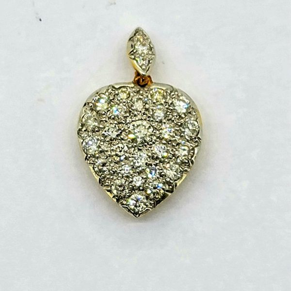 2ct Diamond Heart Shaped Pendant, set with 2 carats of sparkling diamond in silver to a 9ct yellow gold back with pierced heart to reverse