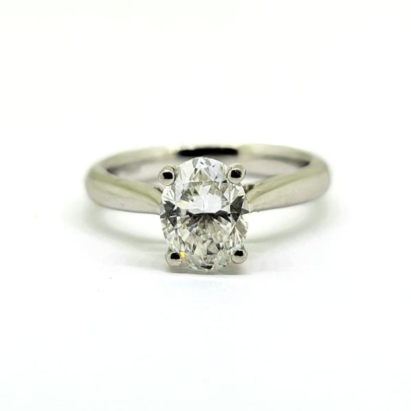 GIA Certified 1.15ct Oval Cut Solitaire Engagement Ring in Platinum, with E colour and VS1 clarity