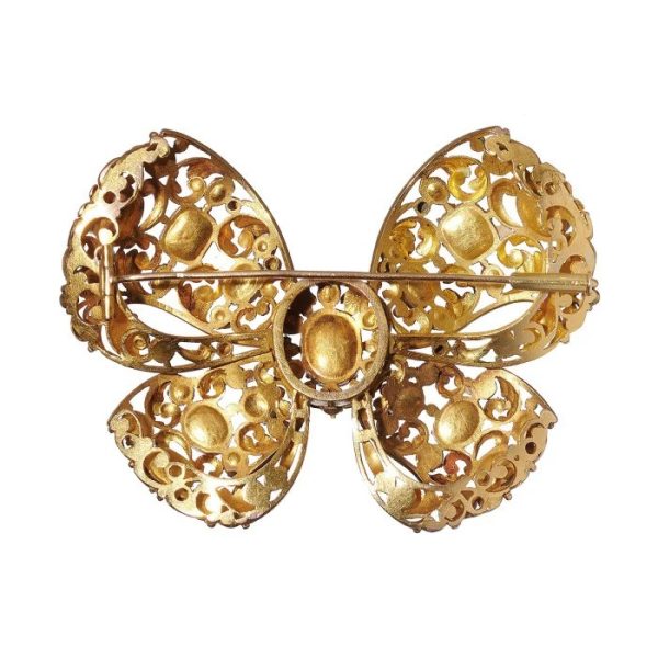 Antique Multi Gemstone Set 18ct Yellow Gold Bow Brooch Circa 1860 1870