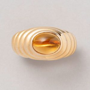Bvlgari Vintage Citrine and Yellow Gold Ribbed Ring