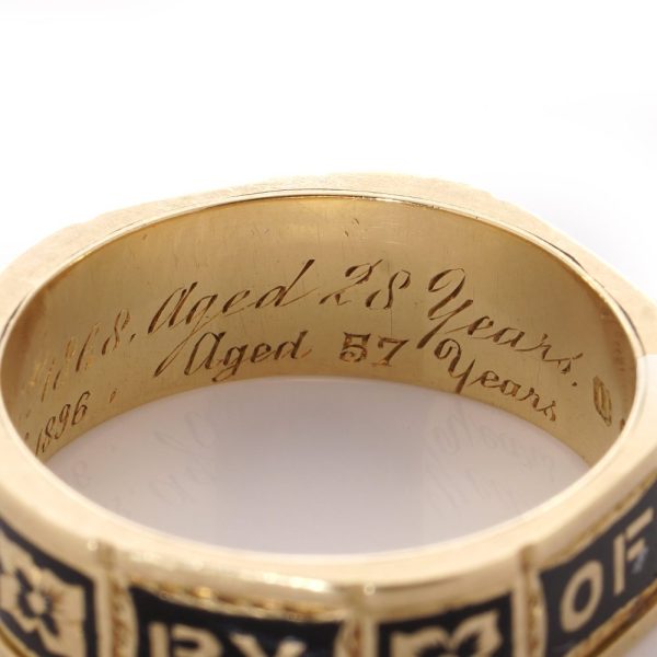 Victorian mourning ring in gold.